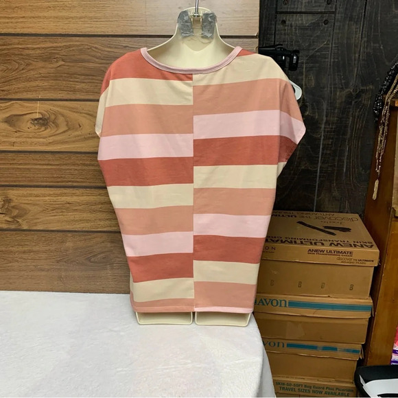 Fantastic Fawn pink/orange striped top size small but would fit up - Picture 4 of 8